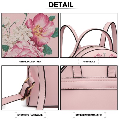 ルルページ LG1866F-MISS LULU STYLISH LADIES RUCKSACK LEATHER PRINTED BACKPACK